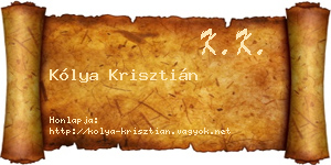 Kólya Krisztián névjegykártya